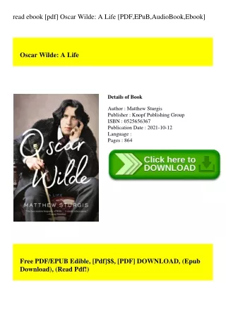 read ebook [pdf] Oscar Wilde A Life [PDF EPuB AudioBook Ebook]