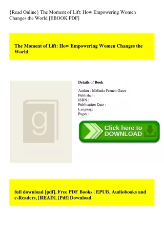 {Read Online} The Moment of Lift How Empowering Women Changes the World [EBOOK PDF]