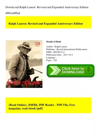 DownLoad Ralph Lauren Revised and Expanded Anniversary Edition d00wnl00ad
