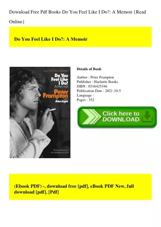 Download Free Pdf Books Do You Feel Like I Do A Memoir {Read Online}