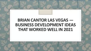 brian cantor las vegas business development ideas that worked well in 2021