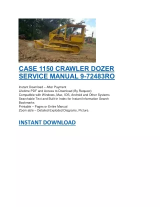 case 1150 crawler dozer service manual 9 72483ro