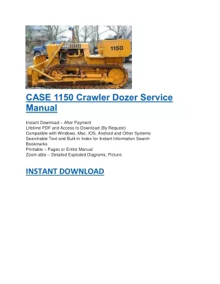 case 1150 crawler dozer service manual instant