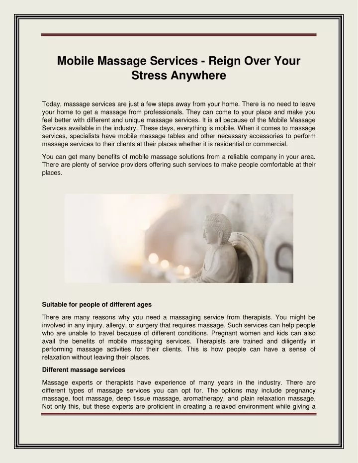 mobile massage services reign over your stress