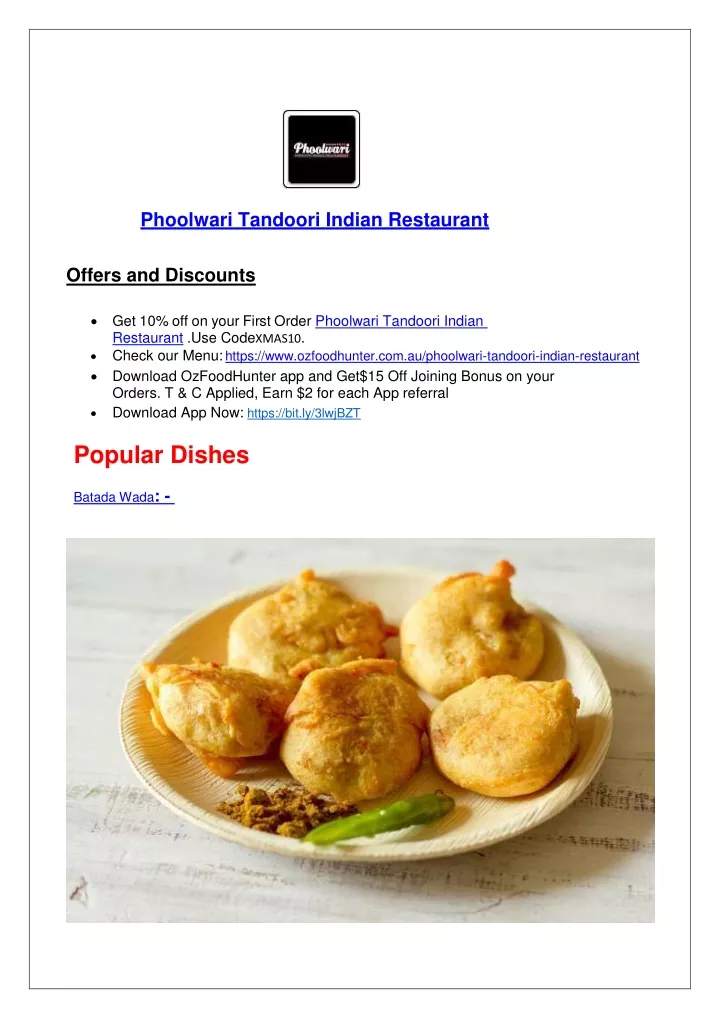phoolwari tandoori indian restaurant offers
