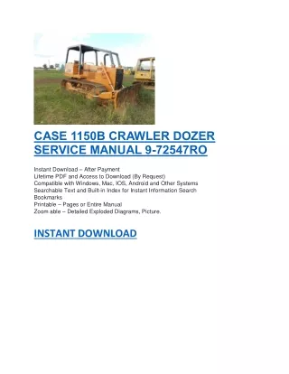 case 1150b crawler dozer service manual 9 72547ro