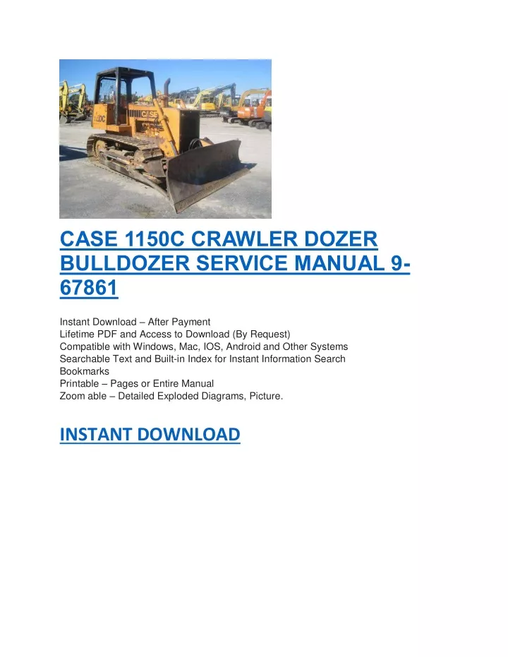 PPT - CASE 1150C CRAWLER DOZER BULLDOZER SERVICE MANUAL 9-67861 ...