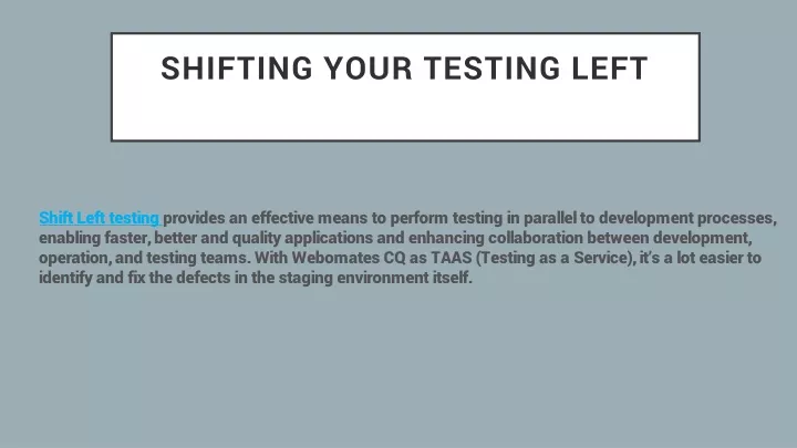 shifting your testing left