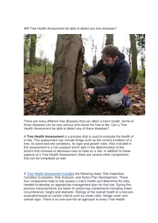 will tree health assessment be able to detect