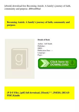 [ebook] download free Becoming Amish A family's journey of faith  community and purpose. d00wnl00ad