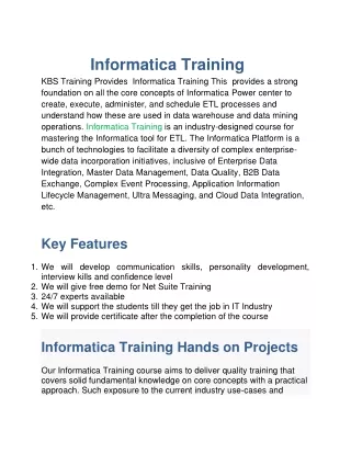Get Certified in Advanced Informatica Course