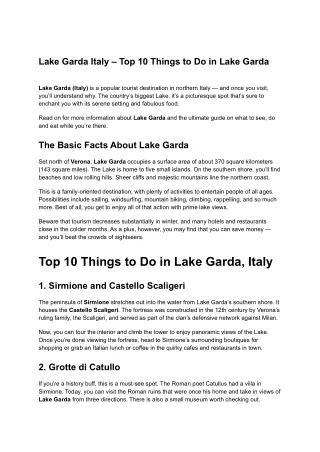 Lake Garda Italy – Top 10 Things to Do in Lake Garda