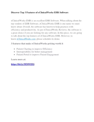 discover top 3 features of eclinicalworks