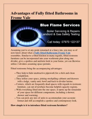 advantages of fully fitted bathrooms in frome vale