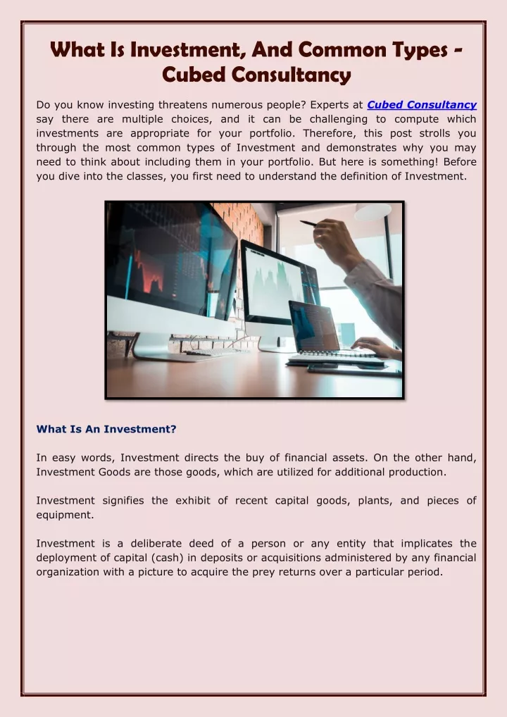 what is investment and common types cubed