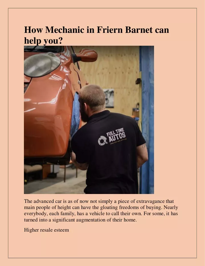 how mechanic in friern barnet can help you