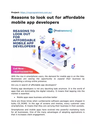 project https myprogrammers com au reasons