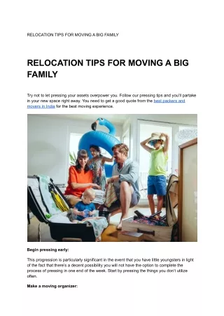 RELOCATION TIPS FOR MOVING A BIG FAMILY