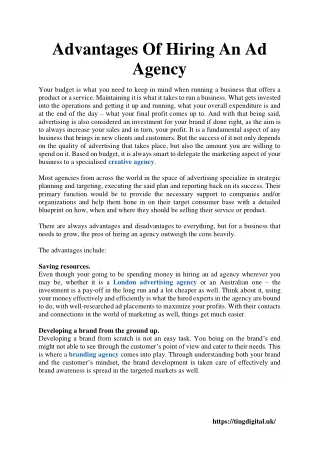 advantages of hiring an ad agency