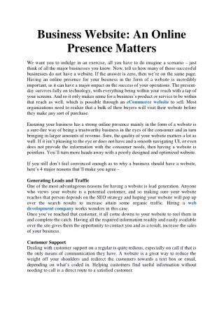 business website an online presence matters