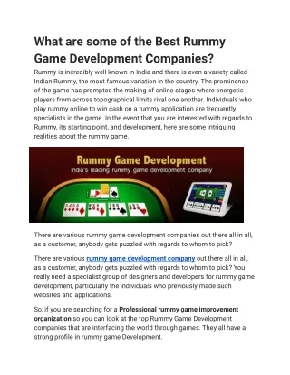 Rummy Game Development Company In India