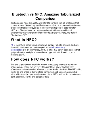 bluetooth vs nfc amazing tabularized comparison