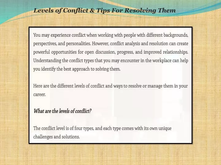 levels of conflict tips for resolving them
