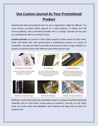 use custom journal as your promotional product