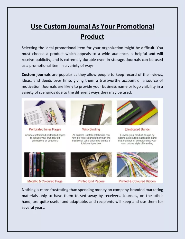 use custom journal as your promotional product