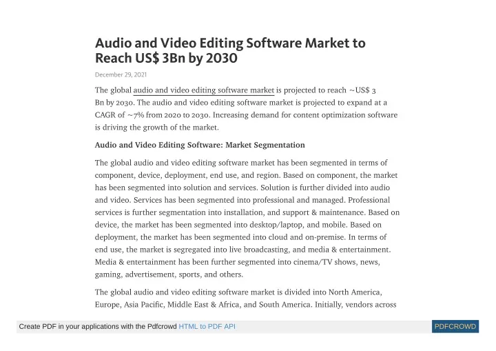 audio and video editing software market to reach