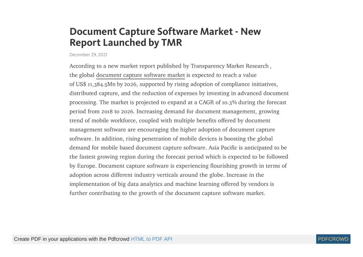 document capture software market new report