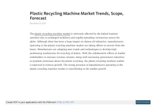 plastic recycling machine market trends scope