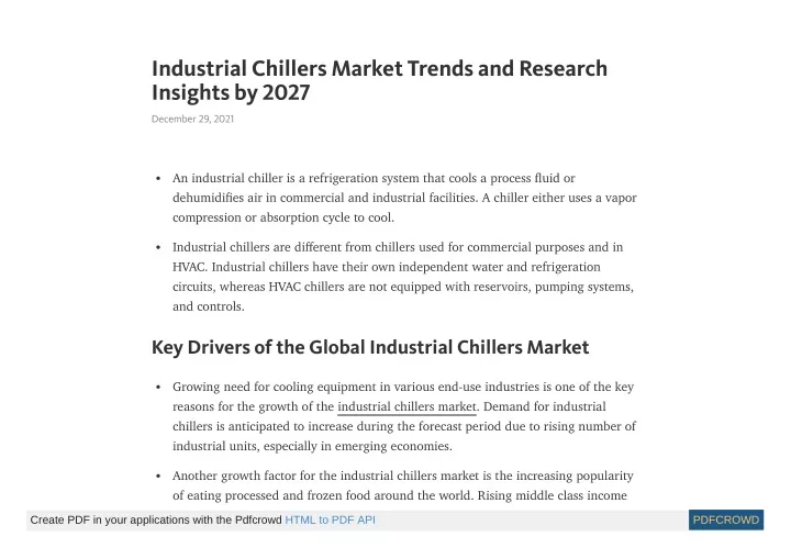 industrial chillers market trends and research
