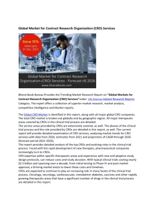 Global Contract Research Organization (CRO) Services Market Research Report 2021