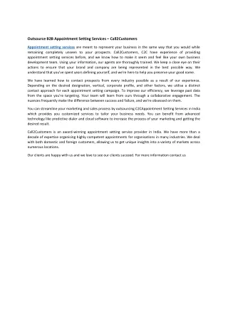 outsource b2b appointment setting services