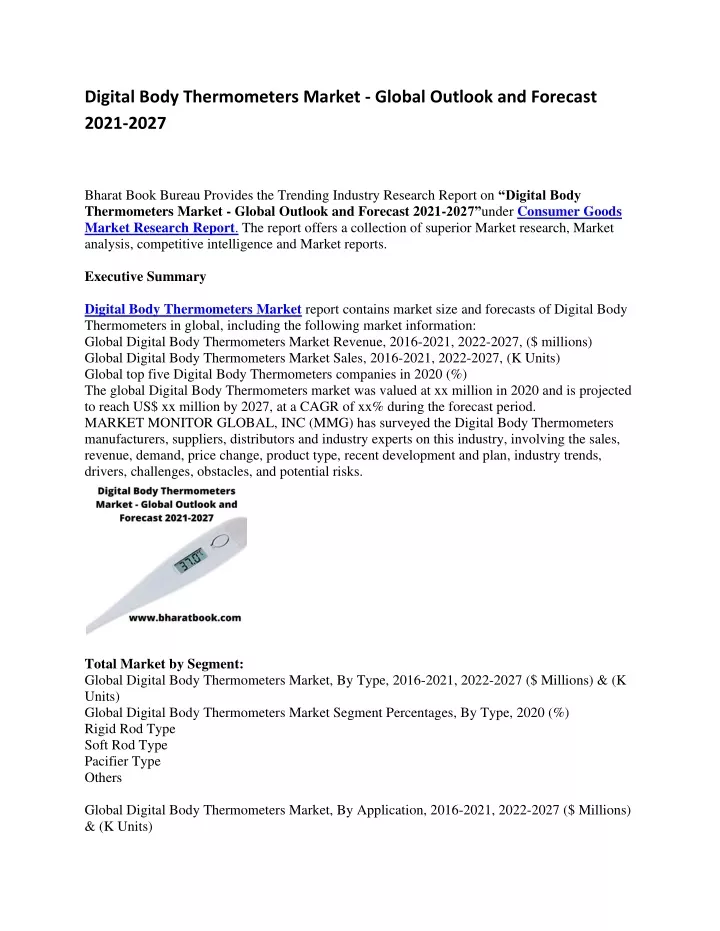 digital body thermometers market global outlook