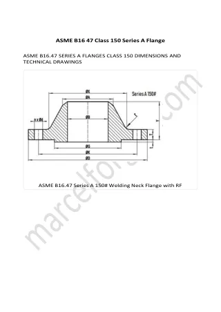 ASME-B16-47-Class-150-Series-A-Flange-Dimensions-and-Technical-Drawings