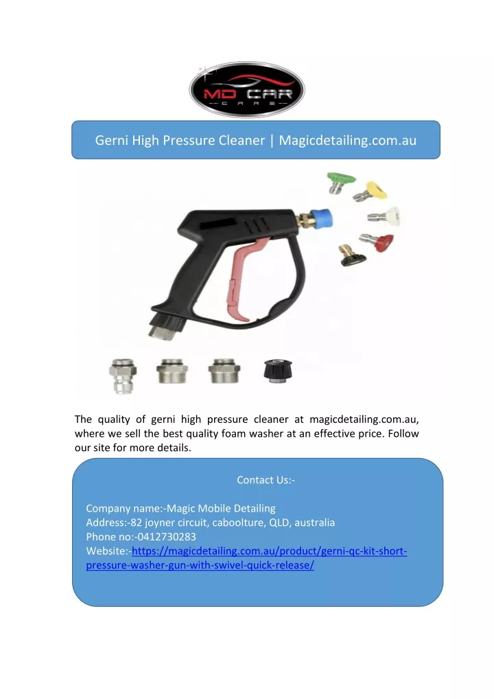 gerni high pressure cleaner magicdetailing com au