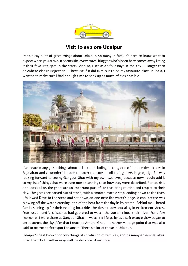 visit to explore udaipur