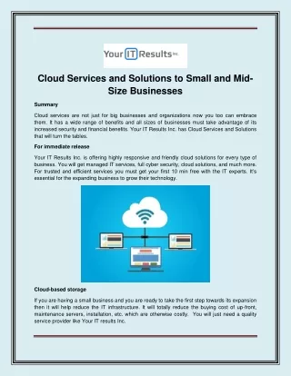 cloud services and solutions to small
