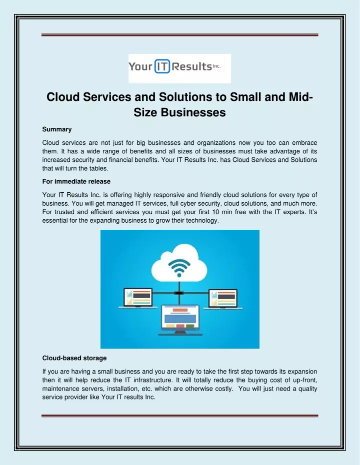 cloud services and solutions to small