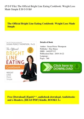 (P D F File) The Official Bright Line Eating Cookbook Weight Loss Made Simple E B O O K#