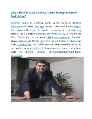 why is ebrahim laher the most trusted strategic