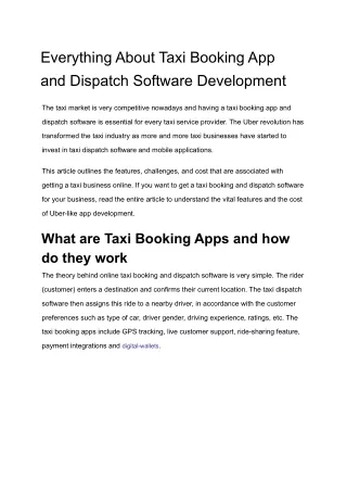 everything about taxi booking app and dispatch