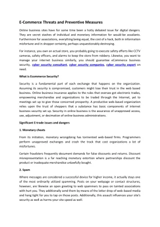 e commerce threats and preventive measures