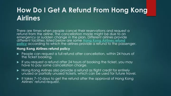 how do i get a refund from hong kong airlines