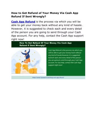 How to Get Refund of Your Money Via Cash App Refund If Sent Wrongly?