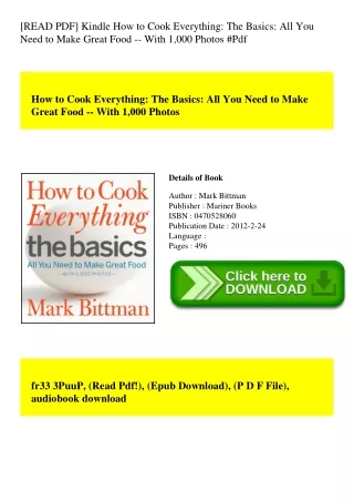 [READ PDF] Kindle How to Cook Everything The Basics All You Need to Make Great Food -- With 1 000 Photos #Pdf