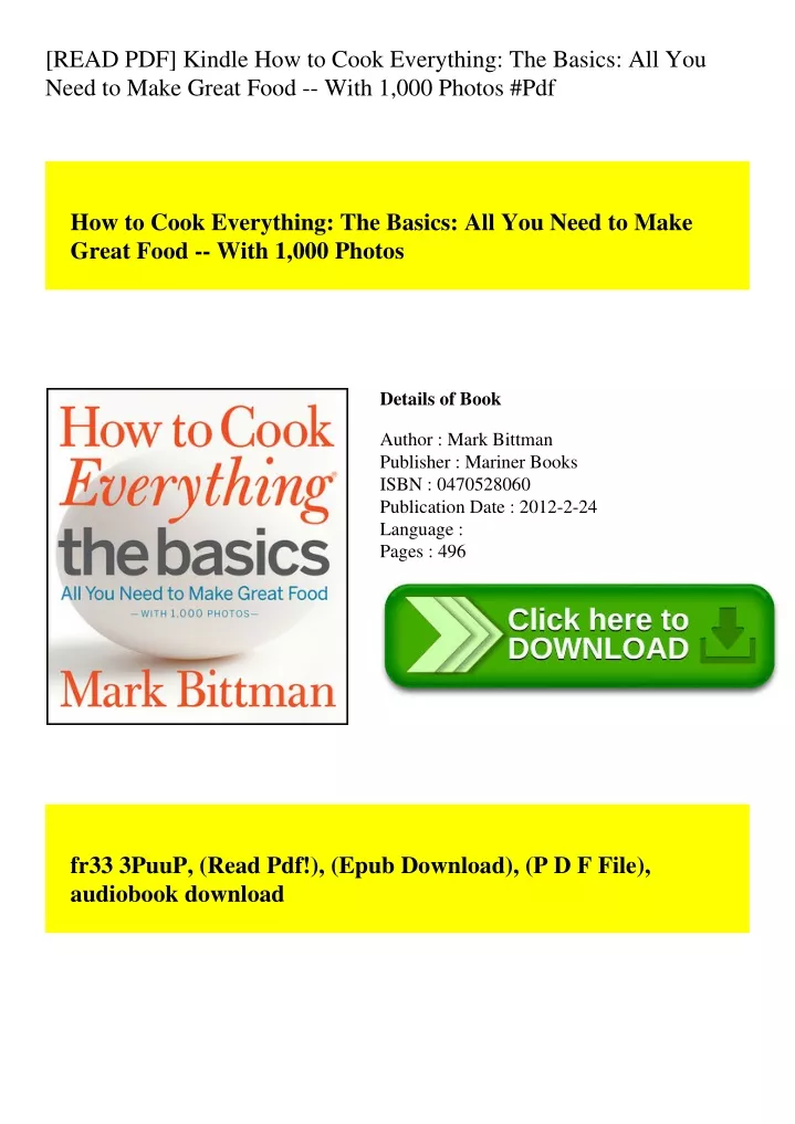 read pdf kindle how to cook everything the basics