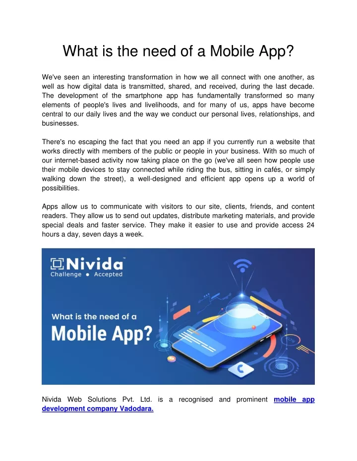 what is the need of a mobile app